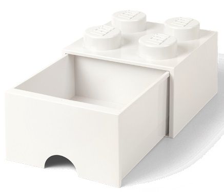 LEGO Úložný box 4 so zásuvkou biela